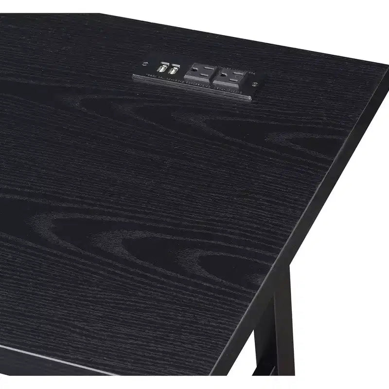 Designs2Go Trestle Desk with Charging Station and Shelves - Breighton Home