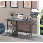Designs2Go Trestle Desk with Charging Station and Shelves - Breighton Home