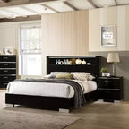 2pc Shorehaven Contemporary Nightstand and Bed Set Black/Chrome - miBasics