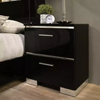 2pc Shorehaven Contemporary Nightstand and Bed Set Black/Chrome - miBasics
