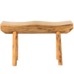 Panca d'accento rustica intagliata in legno naturale Vintiquewise per ingresso
