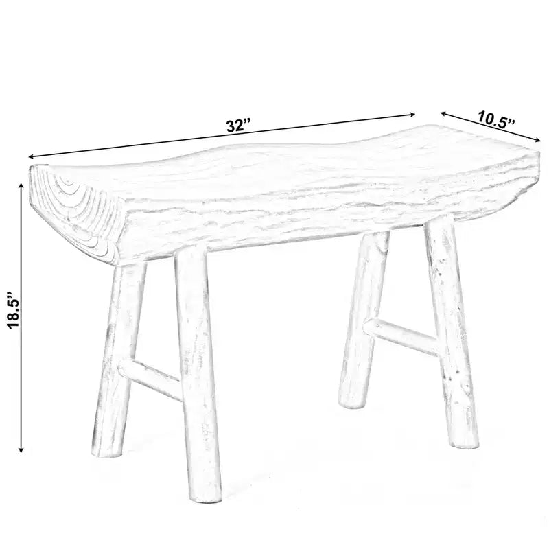 Panca d'accento rustica intagliata in legno naturale Vintiquewise per ingresso