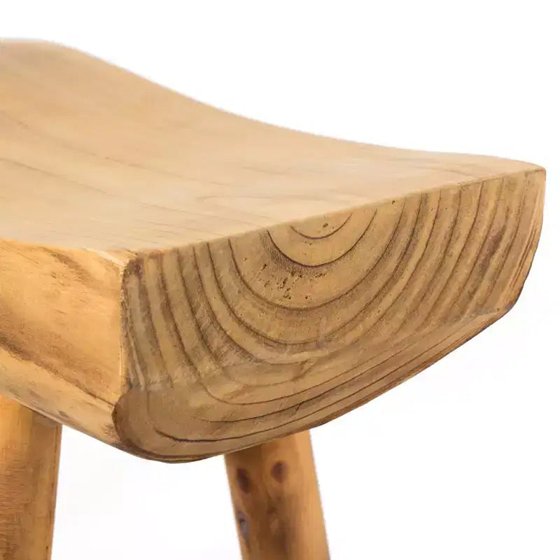 Panca d'accento rustica intagliata in legno naturale Vintiquewise per ingresso