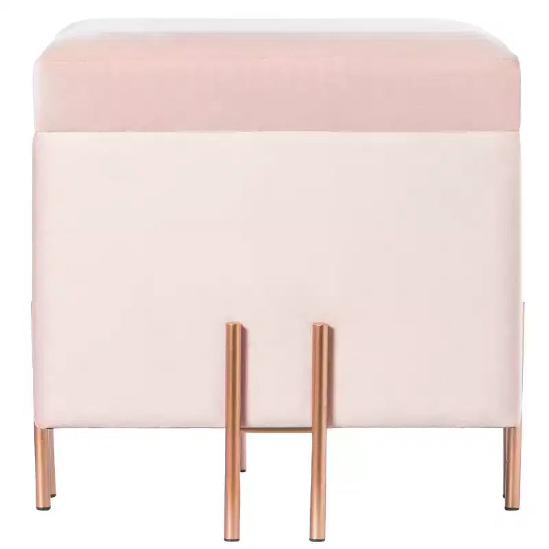 Pouf contenitore Fabulaxe Square in velluto con gambe dorate