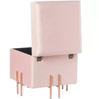 Pouf contenitore Fabulaxe Square in velluto con gambe dorate