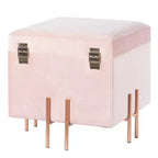 Pouf contenitore Fabulaxe Square in velluto con gambe dorate