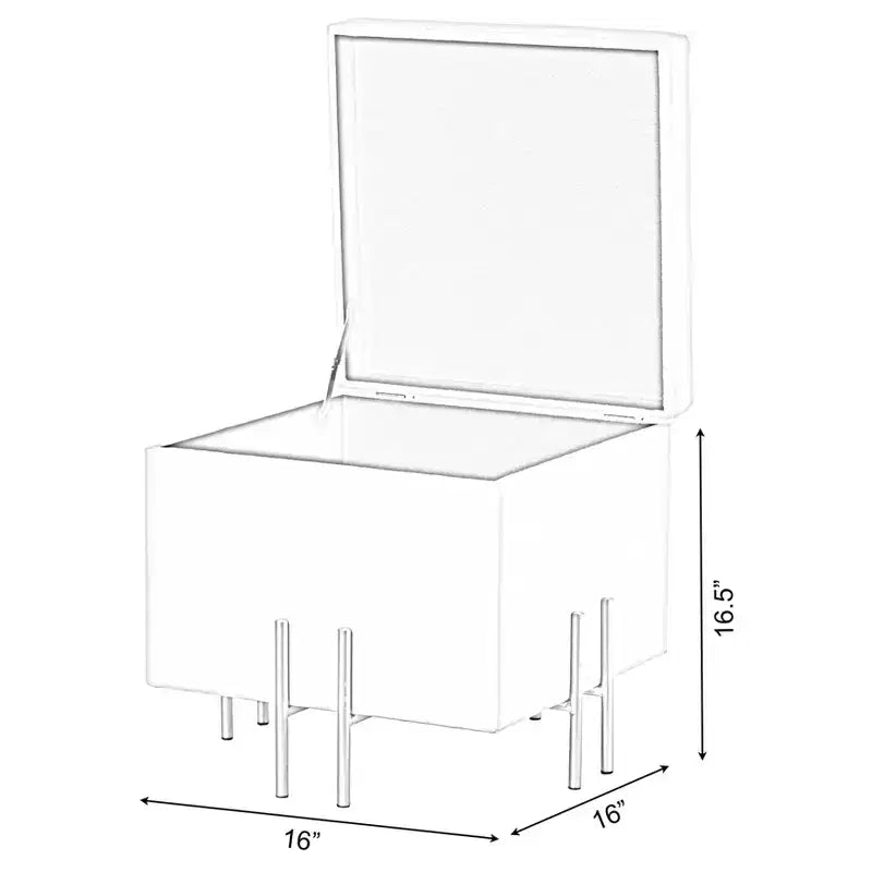 Pouf contenitore Fabulaxe Square in velluto con gambe dorate