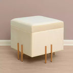 Pouf contenitore Fabulaxe Square in velluto con gambe dorate