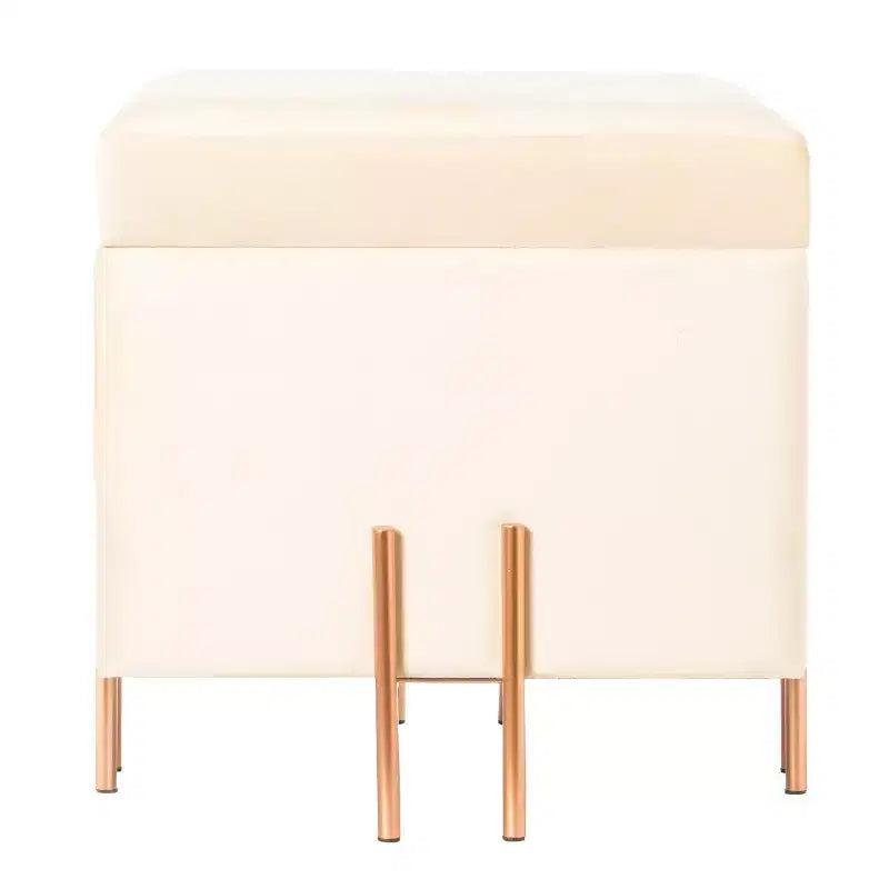 Pouf contenitore Fabulaxe Square in velluto con gambe dorate