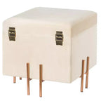 Pouf contenitore Fabulaxe Square in velluto con gambe dorate