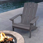 Merrick Lane Set of 2 Adirondack Patio Chairs With Vertical Lattice Back And Weather Resistant Frame