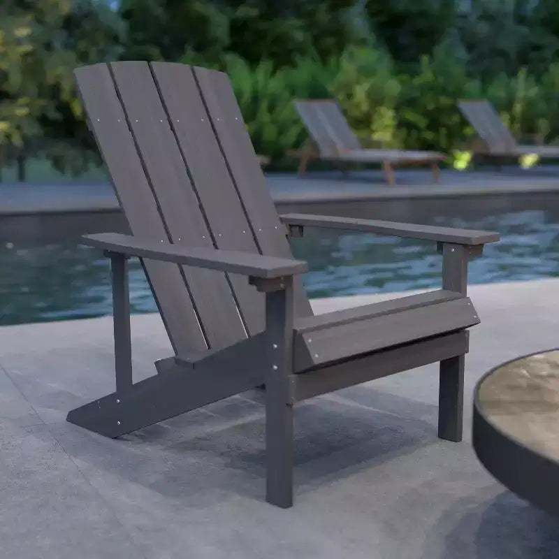 Merrick Lane Set of 2 Adirondack Patio Chairs With Vertical Lattice Back And Weather Resistant Frame