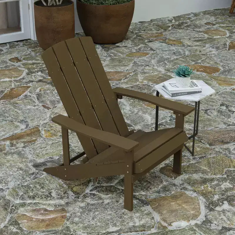 Merrick Lane Set of 2 Adirondack Patio Chairs With Vertical Lattice Back And Weather Resistant Frame