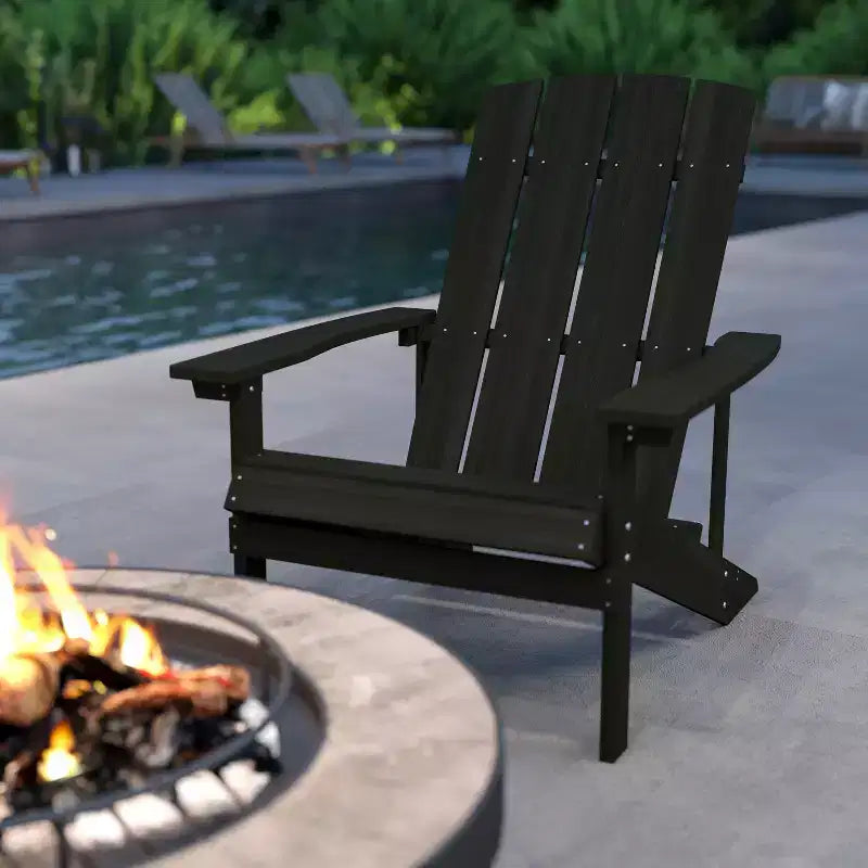 Merrick Lane Set of 2 Adirondack Patio Chairs With Vertical Lattice Back And Weather Resistant Frame