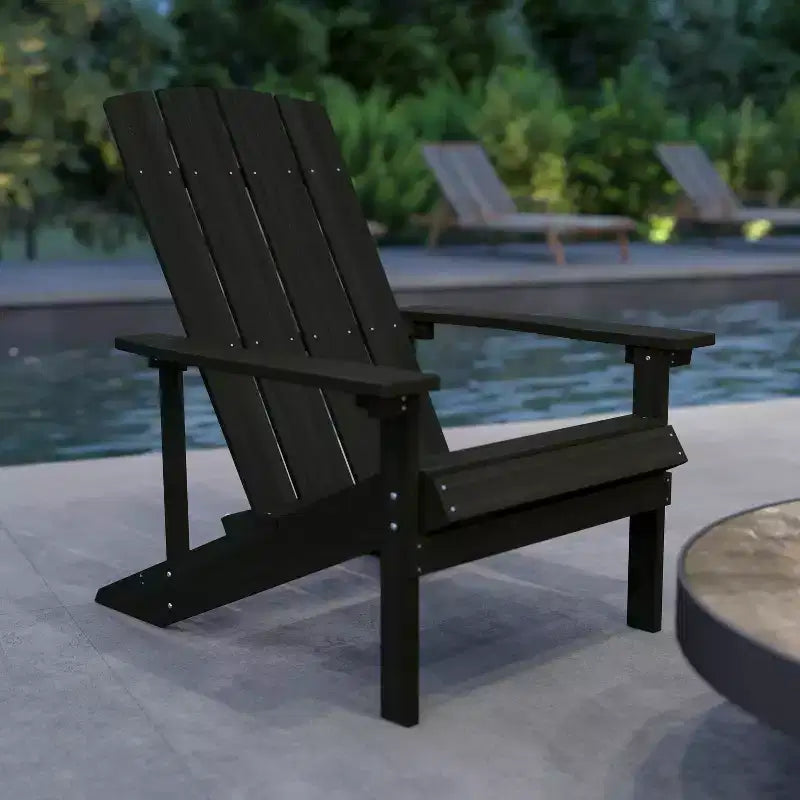 Merrick Lane Set of 2 Adirondack Patio Chairs With Vertical Lattice Back And Weather Resistant Frame