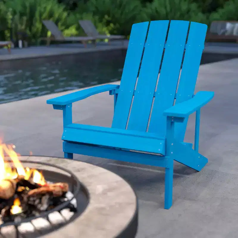 Merrick Lane Set of 2 Adirondack Patio Chairs With Vertical Lattice Back And Weather Resistant Frame