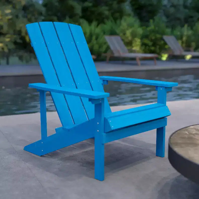 Merrick Lane Set of 2 Adirondack Patio Chairs With Vertical Lattice Back And Weather Resistant Frame