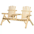 Outsunny Wood Adirondack Patio Chair Bench with Center Coffee Table, Perfect for Lounging and Relaxing Outdoors