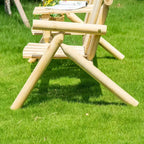 Outsunny Wood Adirondack Patio Chair Bench with Center Coffee Table, Perfect for Lounging and Relaxing Outdoors