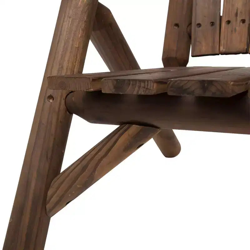 Outsunny Wood Adirondack Patio Chair Bench with Center Coffee Table, Perfect for Lounging and Relaxing Outdoors