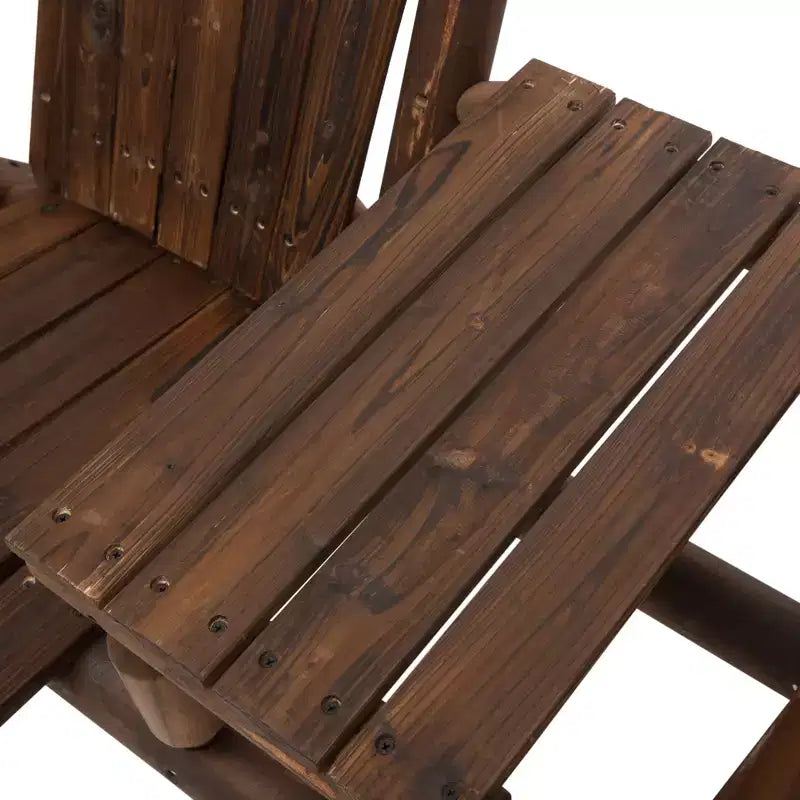 Outsunny Wood Adirondack Patio Chair Bench with Center Coffee Table, Perfect for Lounging and Relaxing Outdoors
