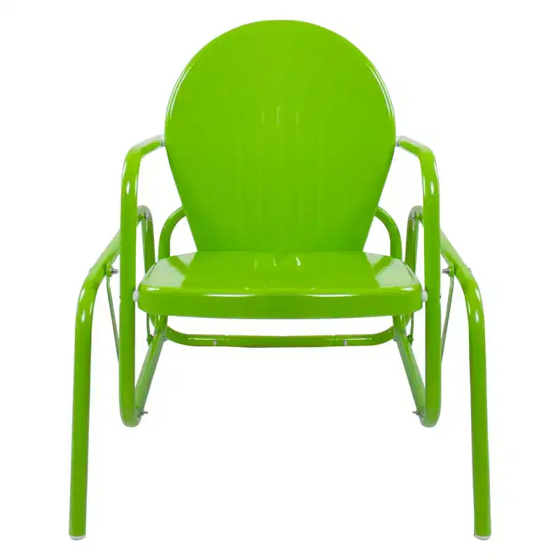 Northlight Outdoor Retro Metal Tulip Glider Patio Chair, Lime Green