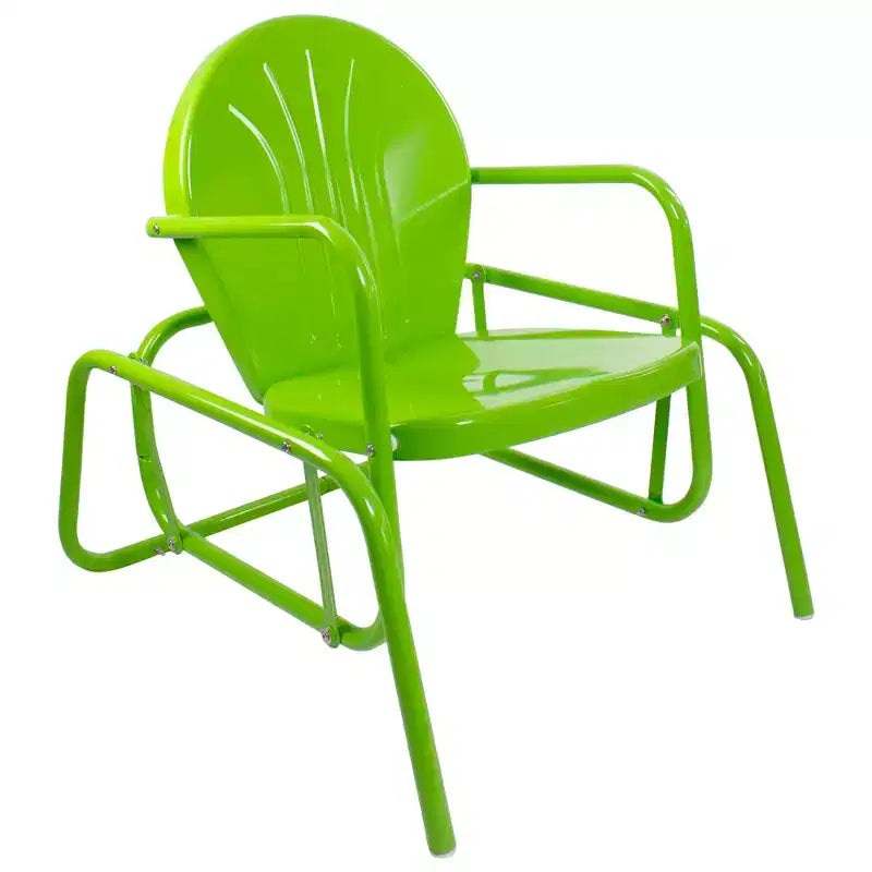 Northlight Outdoor Retro Metal Tulip Glider Patio Chair, Lime Green