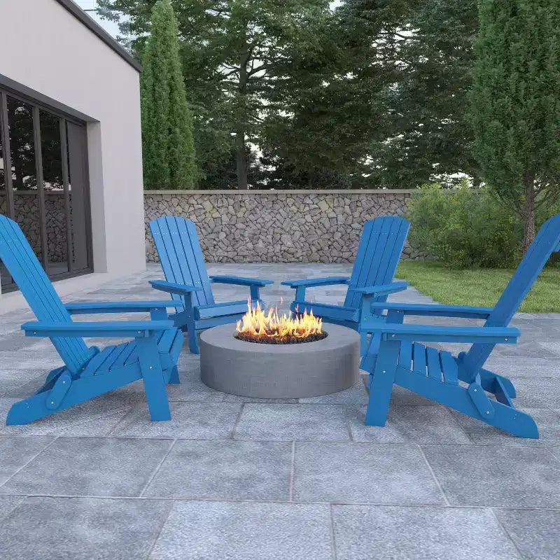 Flash Furniture Set of 4 Charlestown All-Weather Poly Resin Folding Adirondack Chair