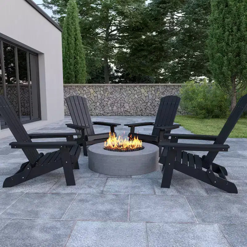 Flash Furniture Set of 4 Charlestown All-Weather Poly Resin Folding Adirondack Chair