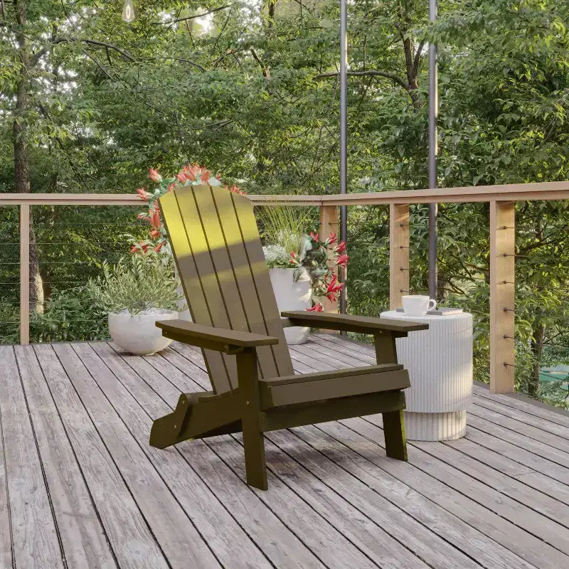 Flash Furniture Set of 4 Charlestown All-Weather Poly Resin Folding Adirondack Chair
