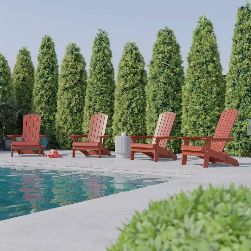 Flash Furniture Set of 4 Charlestown All-Weather Poly Resin Folding Adirondack Chair