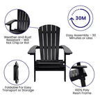 Flash Furniture Set of 4 Charlestown All-Weather Poly Resin Folding Adirondack Chair