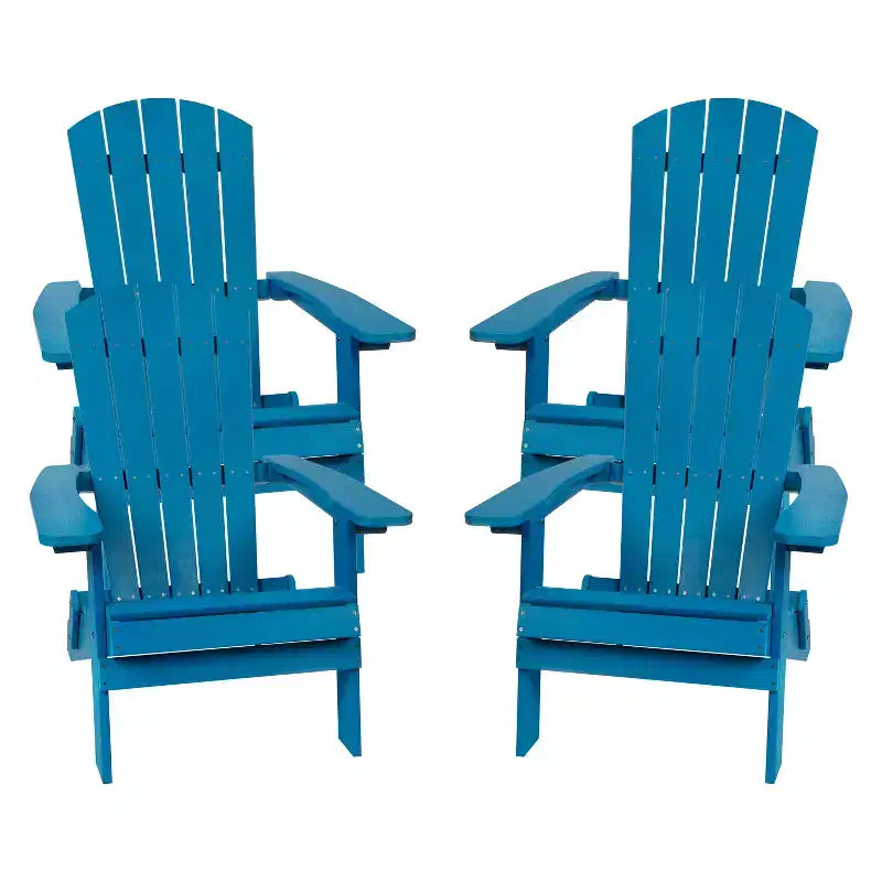 Set di 4 sedie pieghevoli Adirondack Charlestown in poliresina per tutte le stagioni Flash Furniture