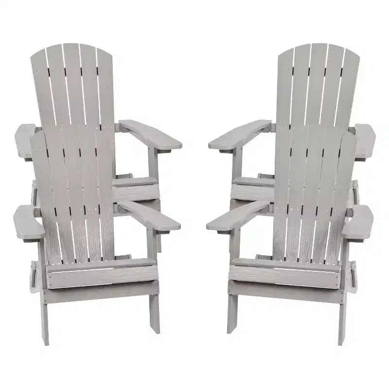 Set di 4 sedie pieghevoli Adirondack Charlestown in poliresina per tutte le stagioni Flash Furniture
