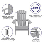 Flash Furniture Charlestown All-Weather Poly Resin Indoor/Outdoor Folding Adirondack Chair
