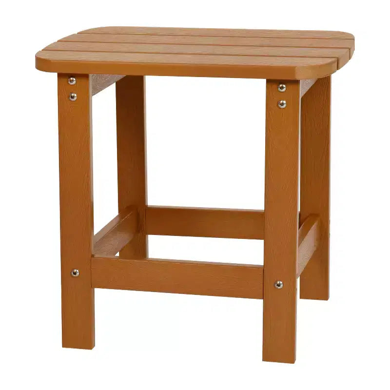Flash Furniture 2 Pack Charlestown All-Weather Poly Resin Wood Adirondack Chairs with Side Table