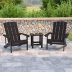 Flash Furniture 2 Pack Charlestown All-Weather Poly Resin Wood Adirondack Chairs with Side Table