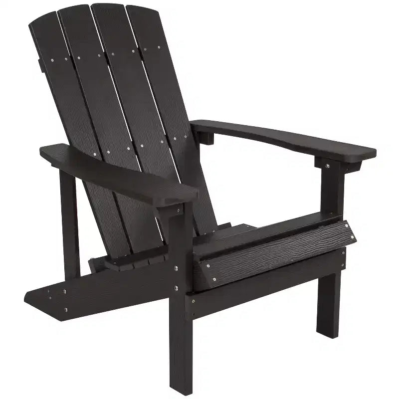 Flash Furniture 2 Pack Charlestown All-Weather Poly Resin Wood Adirondack Chairs with Side Table