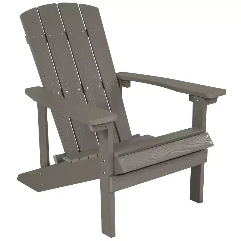 Flash Furniture 2 Pack Charlestown All-Weather Poly Resin Wood Adirondack Chairs with Side Table