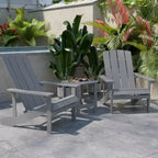 Flash Furniture 2 Pack Charlestown All-Weather Poly Resin Wood Adirondack Chairs with Side Table
