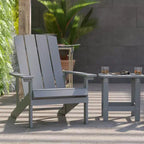 Flash Furniture 2 Pack Charlestown All-Weather Poly Resin Wood Adirondack Chairs with Side Table