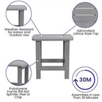 Flash Furniture 2 Pack Charlestown All-Weather Poly Resin Wood Adirondack Chairs with Side Table