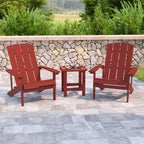 Flash Furniture 2 Pack Charlestown All-Weather Poly Resin Wood Adirondack Chairs with Side Table
