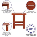 Flash Furniture 2 Pack Charlestown All-Weather Poly Resin Wood Adirondack Chairs with Side Table