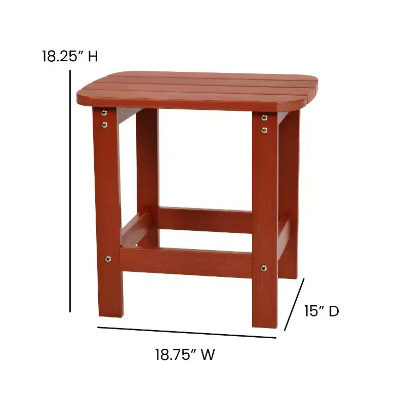 Flash Furniture 2 Pack Charlestown All-Weather Poly Resin Wood Adirondack Chairs with Side Table