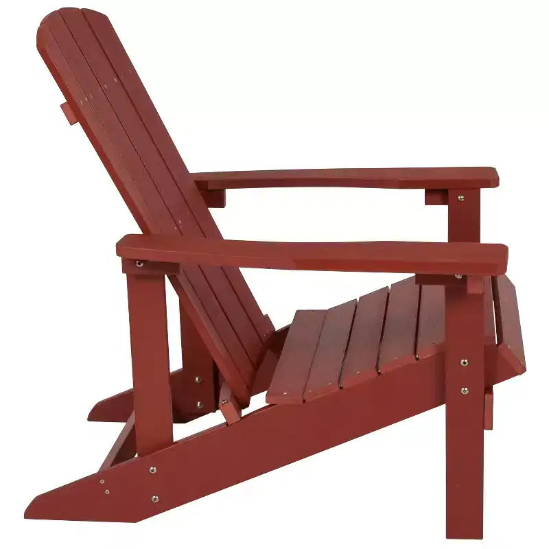 Flash Furniture 2 Pack Charlestown All-Weather Poly Resin Wood Adirondack Chairs with Side Table