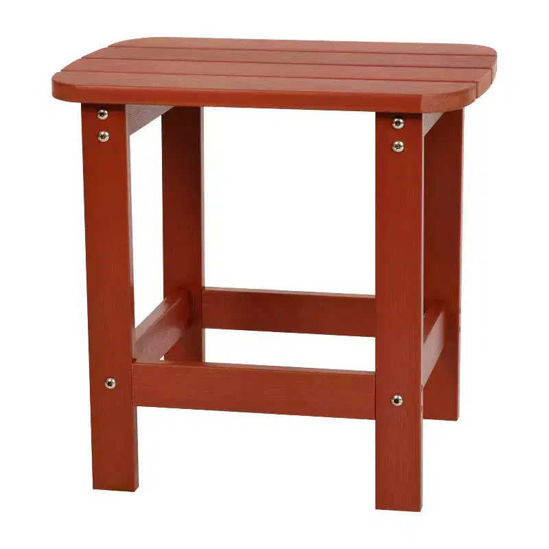 Flash Furniture 2 Pack Charlestown All-Weather Poly Resin Wood Adirondack Chairs with Side Table