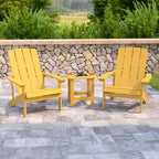 Flash Furniture 2 Pack Charlestown All-Weather Poly Resin Wood Adirondack Chairs with Side Table