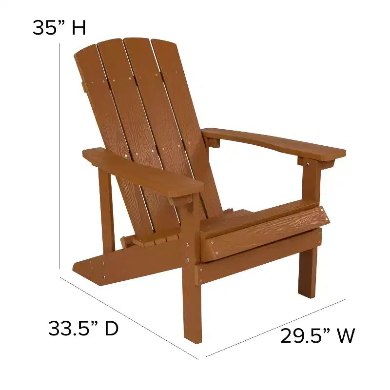 Flash Furniture 2 Pack Charlestown All-Weather Poly Resin Wood Adirondack Chairs with Side Table