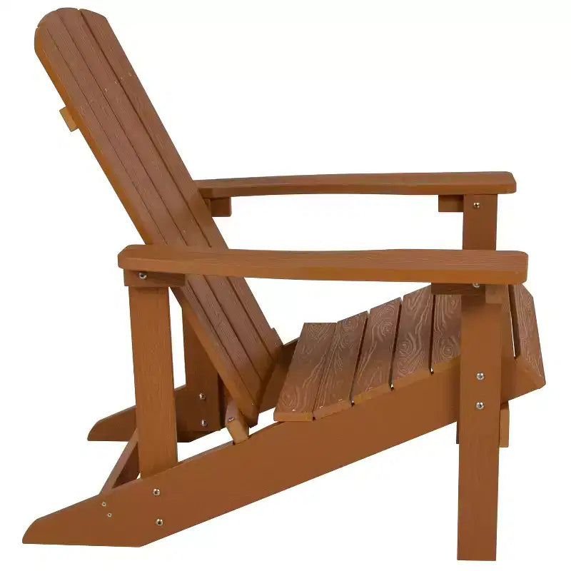 Flash Furniture 2 Pack Charlestown All-Weather Poly Resin Wood Adirondack Chairs with Side Table
